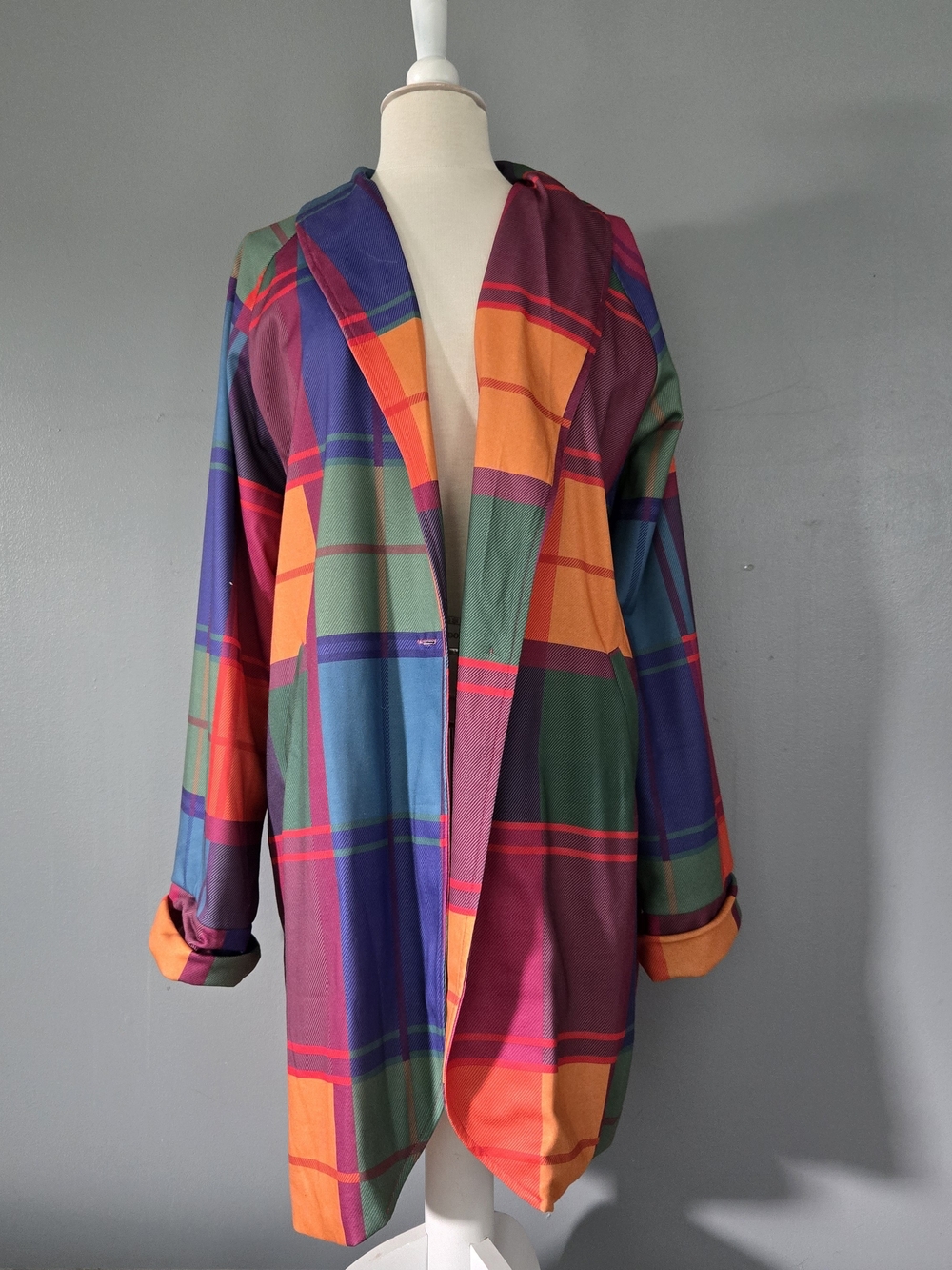 Colorful Plaid Open Cardigan Jacket